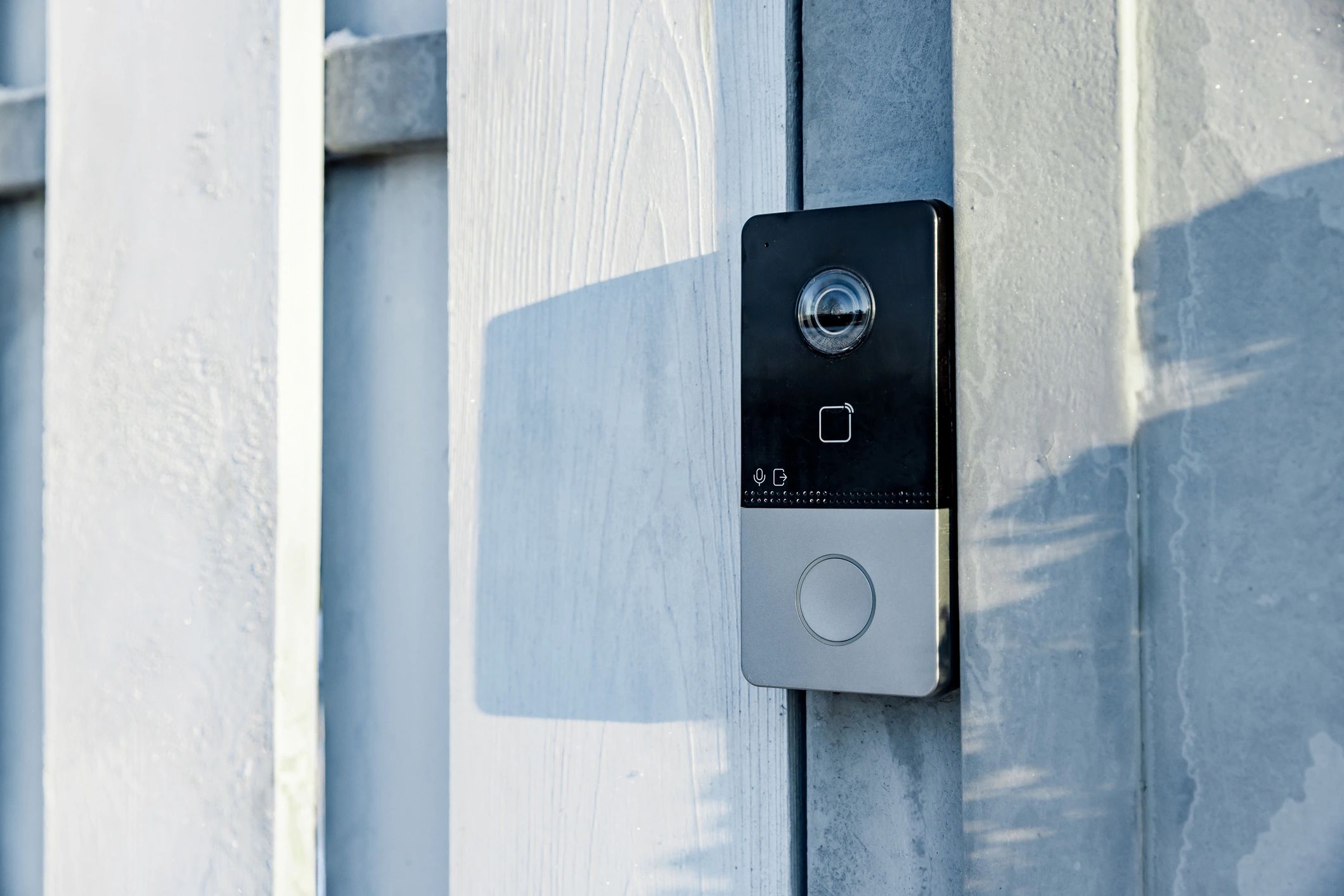 Video doorbell camera installed at a front door